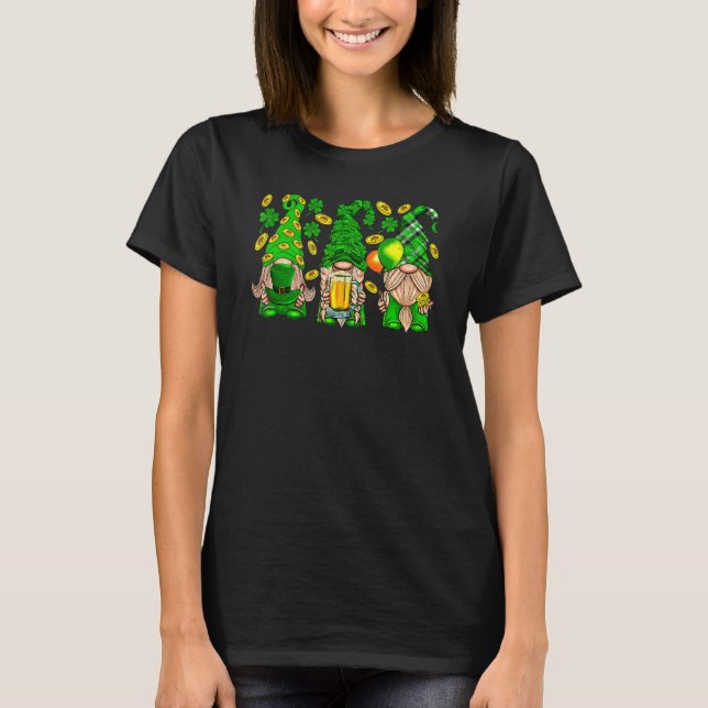 T-shirt Lucky Gnomes Shamrock C Irish St Patrick's Day (Devant)