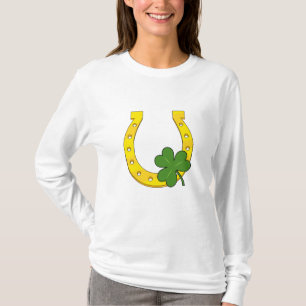 T-shirt Lucky Golden Horseshoe avec Shamrock en blanc
