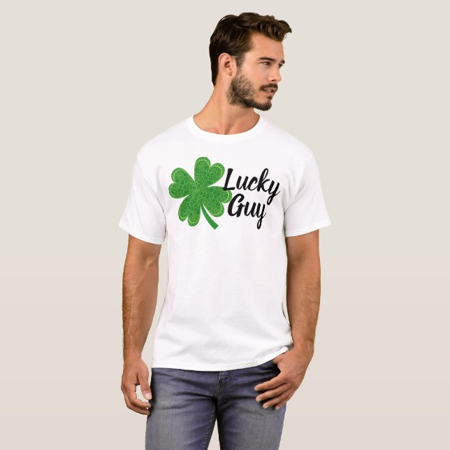 T-shirt Lucky Guy 4 Feuille Clover St. Patrick's Day Green (Devant entier)