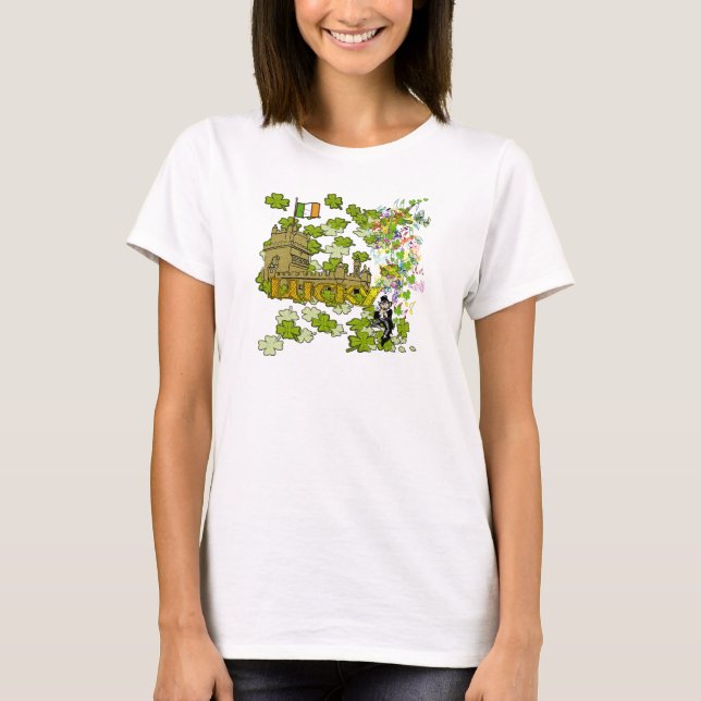 T-shirt Lucky Leprechaun et son château irlandais (Devant)