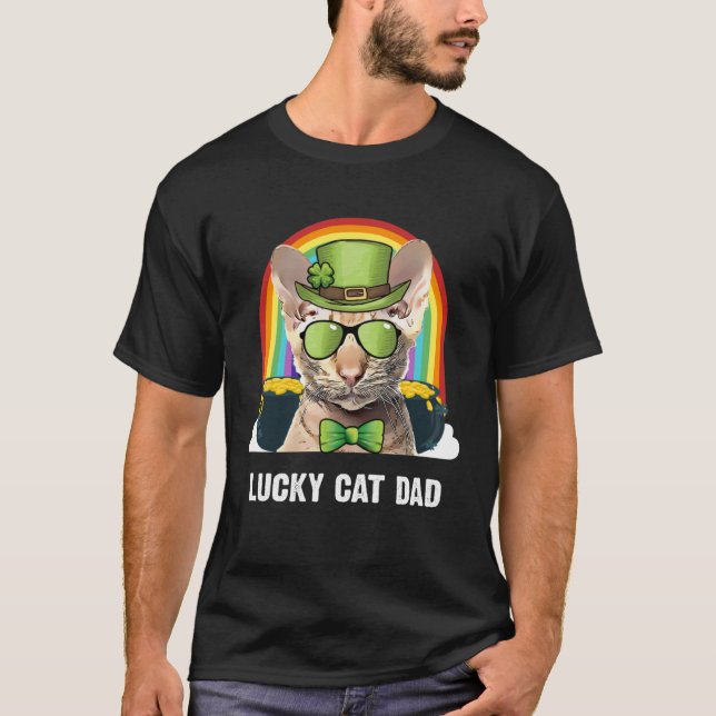 T-shirt Lucky Oriental Cat Dad St Patricks Day (Devant)