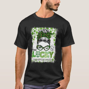 T-shirt Lucky Orthopédique Nurse Messy Bun Leopard St Patr