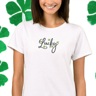 T-shirt Lucky Polka Dot Shamrock Script St. Patrick's Day