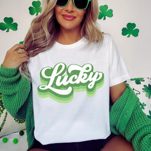 T-shirt Lucky Retro Green and White St Patrick's Day