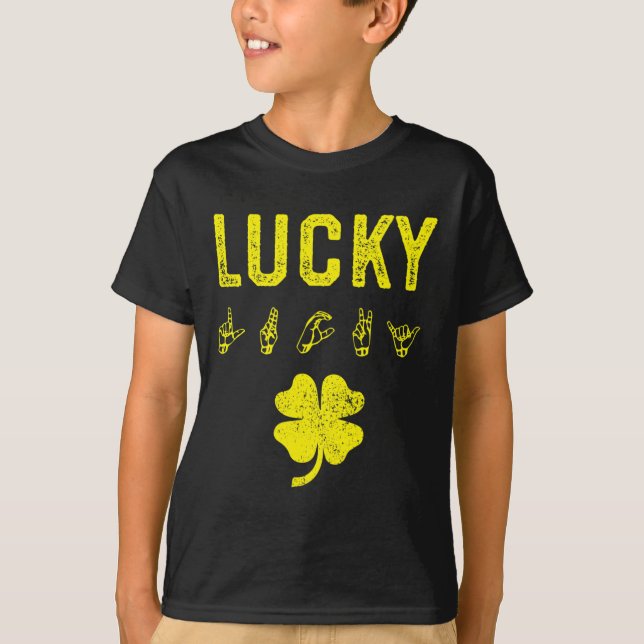 T-shirt LUCKY Sign Language Jour de la Saint Patrick de se (Devant)