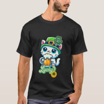 "Lucky" St. Patrick's Day Shirt avec Cute Kitten
