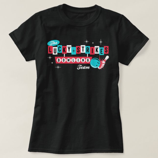 T-shirt Lucky Strikes Bowling Team - Retro Men Women ou Ki (Design devant)