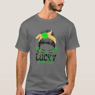 T-shirt Lucky Tante Messy Bun Irish Tante St patrick Da