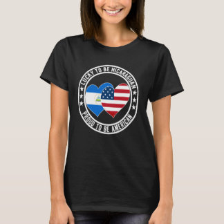 T-shirt Lucky To Be Nicaraguan Proud To Be American Flag G