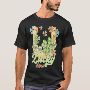 T-shirt Lucky Vibes fer à cheval & trèfle à quatre feuille