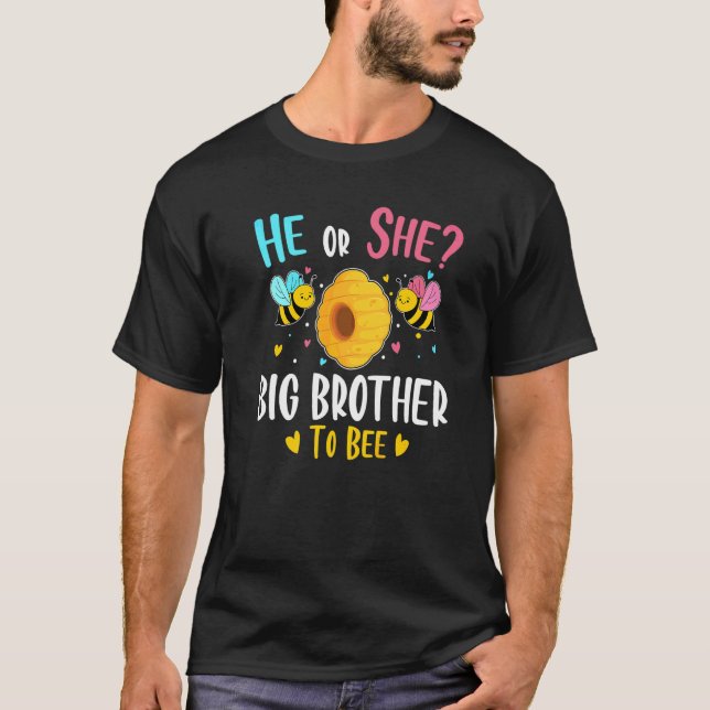 T-shirt Lui Ou Elle Big Brother À Être Genre Révéler Baby  (Devant)