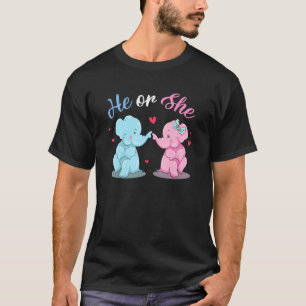 T-shirt Lui ou elle rose ou bleu Genre Révèle Elephant Gar