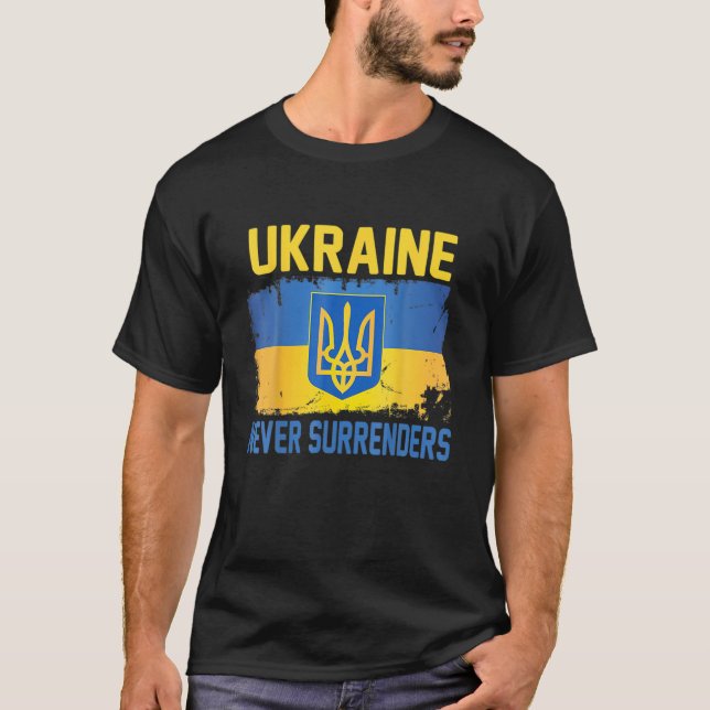 T-shirt L'Ukraine ne cède jamais le soutien à l'Ukraine Uk (Devant)