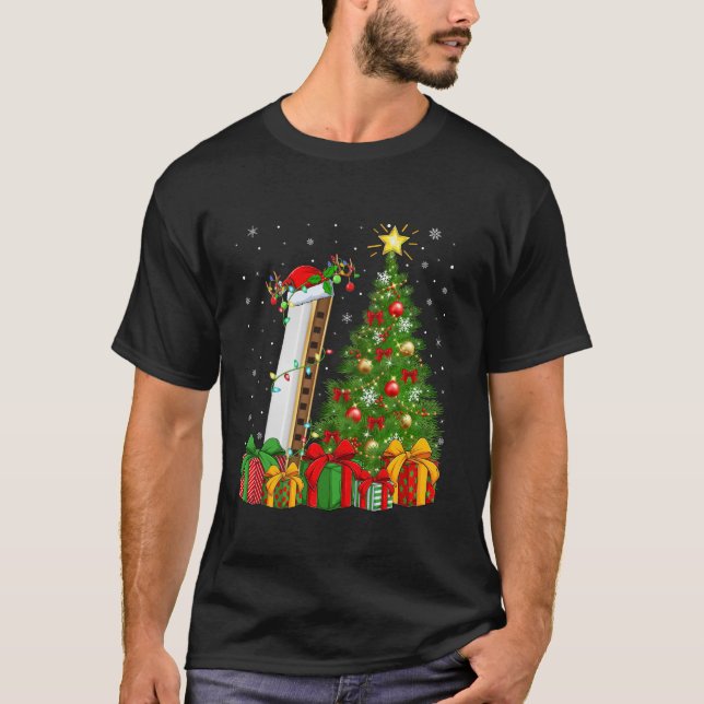 T-shirt Lumière des arbres de Noël Chapeau de la musique H (Devant)