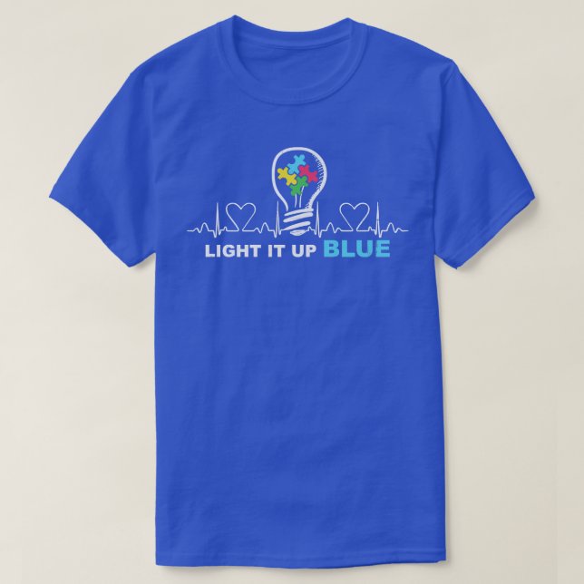 T-shirt Lumière sur la Sensibilisation sur l'autisme bleue (Design devant)
