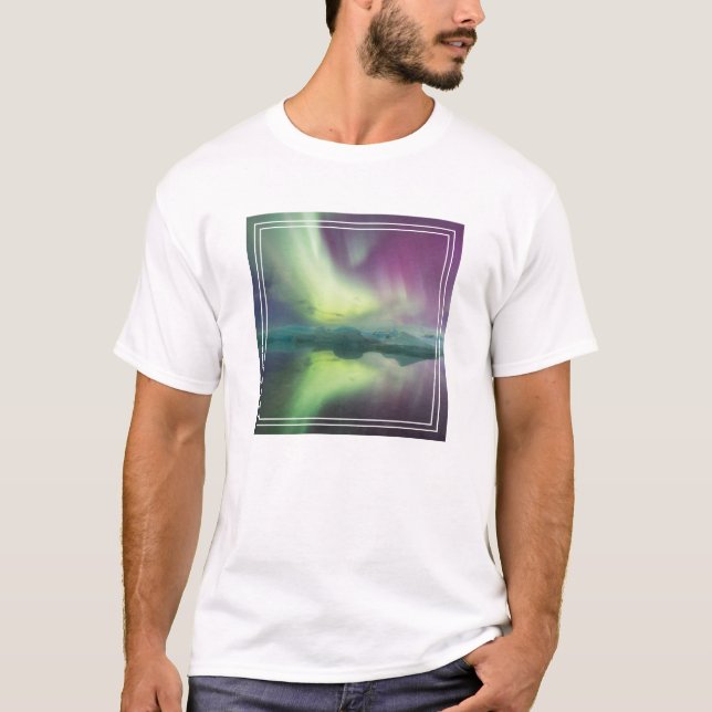 T-shirt Lumières Aurora dans la lagune | Jokulsarlon, Isla (Devant)