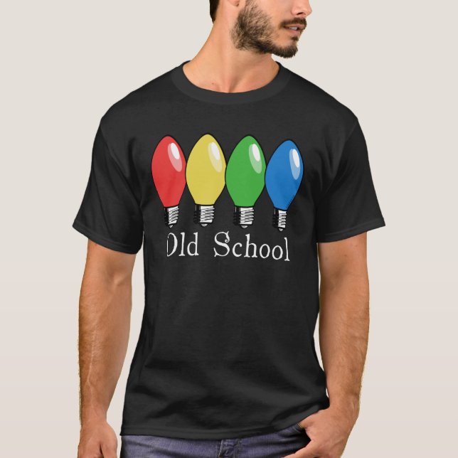 T-shirt Lumières d'arbre de Noël de vieille école (Devant)