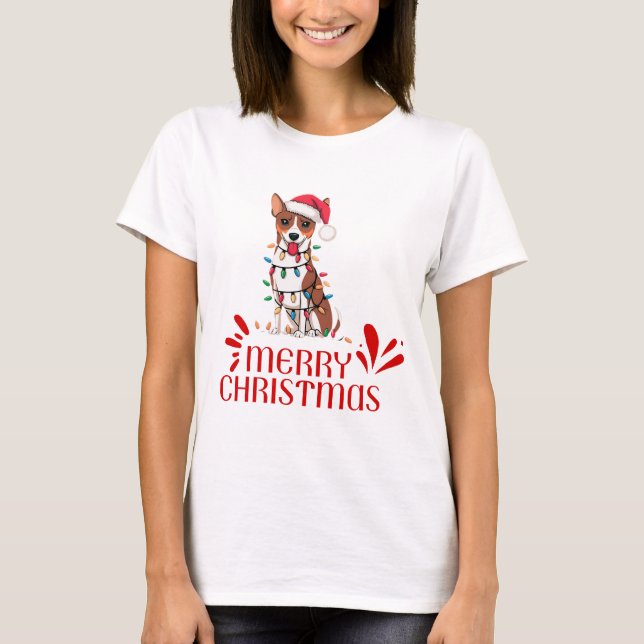 T-shirt Lumières de Noël Basenji Xmas Chips Cadeaux (Devant)