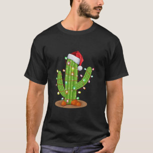 T-shirt Lumières de Noël Cactus Lover Amusant Noël Long Sl