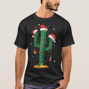 T-shirt Lumières de Noël Cactus Lover Drôle Noël Pajama Gi