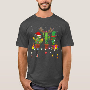 T-shirt Lumières de Noël Cactus Lover Drôle Noël Pajama Ho