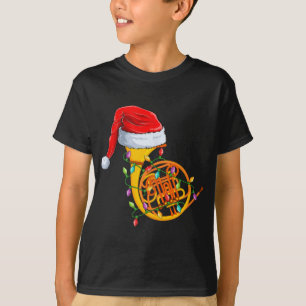 T-shirt Lumières de Noël Chapeau de Père Noël Cor Musical 