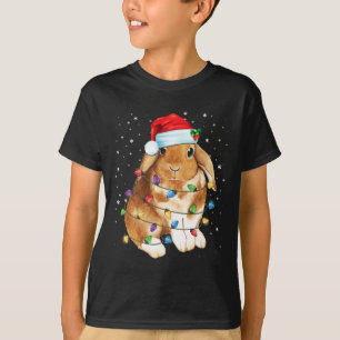 T-shirt Lumières de Noël de Lapin Chapeau de Père Noël Noë