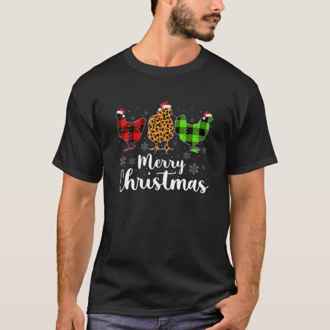 T-shirt Lumières de Noël de poulet amusant Amant de poulet (Devant)