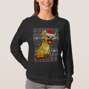 T-shirt Lumières de Noël de style pull moche Santa Hyène N