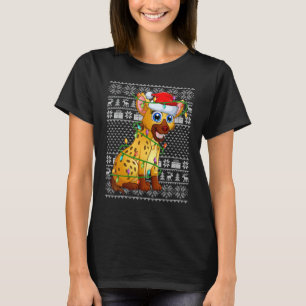 T-shirt Lumières de Noël de style pull moche Santa Hyène N