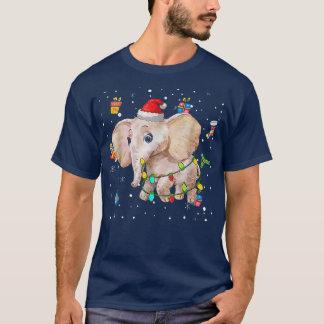 T-shirt Lumières de Noël éléphant Décoration des arbres No