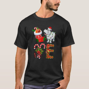 T-shirt Lumières de Noël Hippo Led Chapeau de Père Noël No