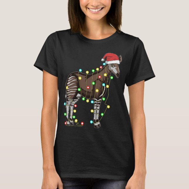 T-shirt Lumières de Noël Okapi Lover Funny Noël Gi de Noël (Devant)