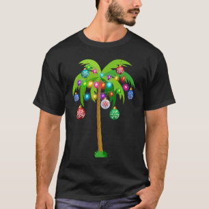 T-shirt Lumières de Noël Palm Tree Hawaii Beach Tropical