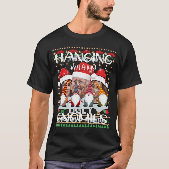 T-shirt Lumières De Noël Qui S'Accrochent Avec Mes Gnomies (Devant)