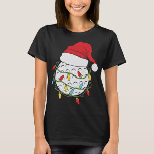 T-shirt Lumières de Noël Santa Hat Golf Ball Sport amusant