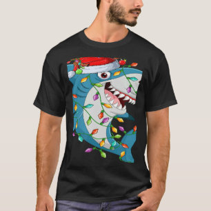T-shirt Lumières de Noël Shark Renne Santa Requin Noël