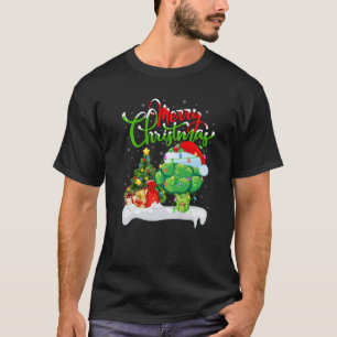 T-shirt Lumières de sapin de Noël Chapeau de Père Noël Lég