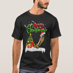 T-shirt Lumières de sapin de Noël Chapeau de Père Noël Tro