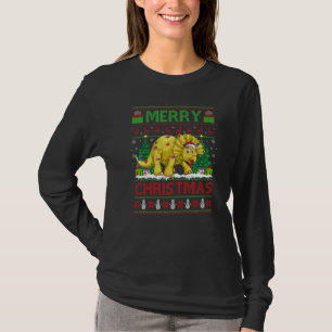 T-shirt Lumières de sapin de Noël Santa méchant dinosaure