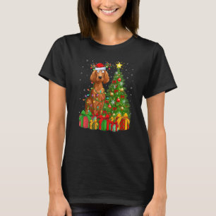 T-shirt Lumières de vacances de Noël Santa Irish Setter Ch