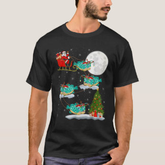 T-shirt Lumières des arbres de Noël amusant Père Noël équi