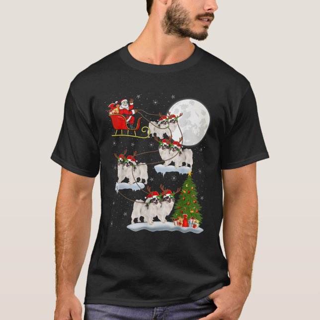 T-shirt Lumières des arbres de Noël amusant Père Noël équi (Devant)