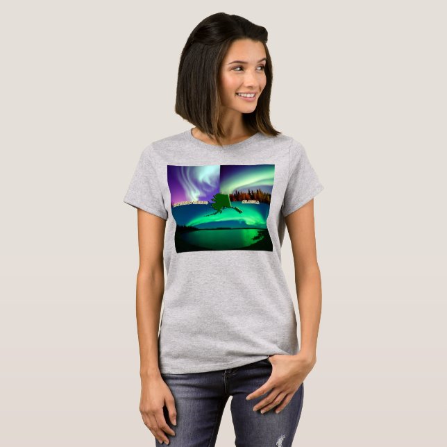 T-shirt Lumières du nord de l'Alaska Collage femmes (Devant entier)