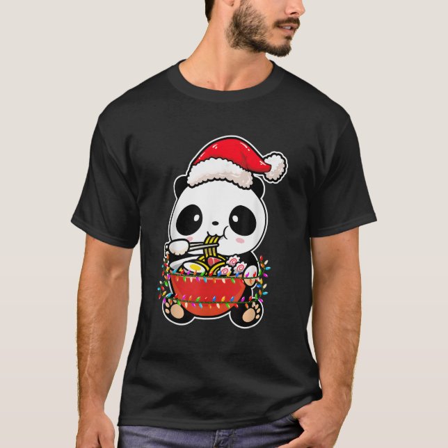 T-shirt Lumières Panda portant Kawaii Panda (Devant)