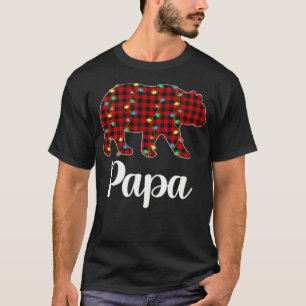 T-shirt Lumières rouges de Noël Papa Bear Xmas Pajama