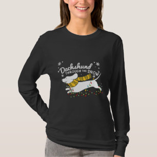 T-shirt Luminaires De Fée Dachshund À Travers La Neige