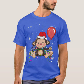 T-shirt Luminaires de Noël singe Led Funky Santa Hat Chris