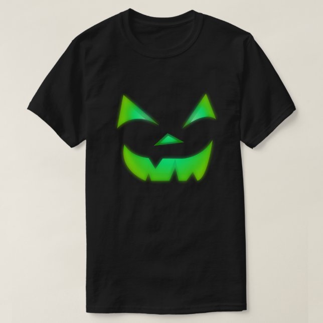 T-shirt Luminosité dans le Citrouille Jack-o'-lantern vert (Design devant)