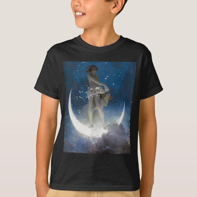 T-shirt Luna Goddess at Night Scattering Stars (Devant)